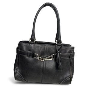 Coach black leather Hampton y2k shoulder bag purse tassel vintage